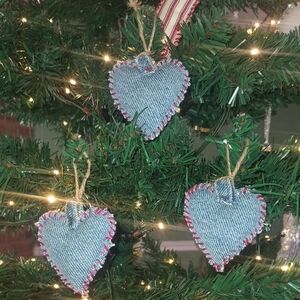 (3) Handcrafted Heart Ornaments